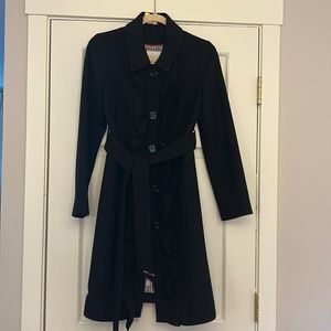 Kate Spade black dress coat with ruffle